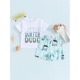 thumbnail image 3 of Toddler Boy Shorts Outfit Letter Print Short Sleeve T-Shirt with TreeCar Print Shorts for Summer, 3 of 10