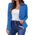 thumbnail image 1 of Gibobby Blazer para mujer chamarra casual para mujer talla grande chamarra de manga larga ropa exterior clásica con bolsillos(Azul,XG), 1 of 5