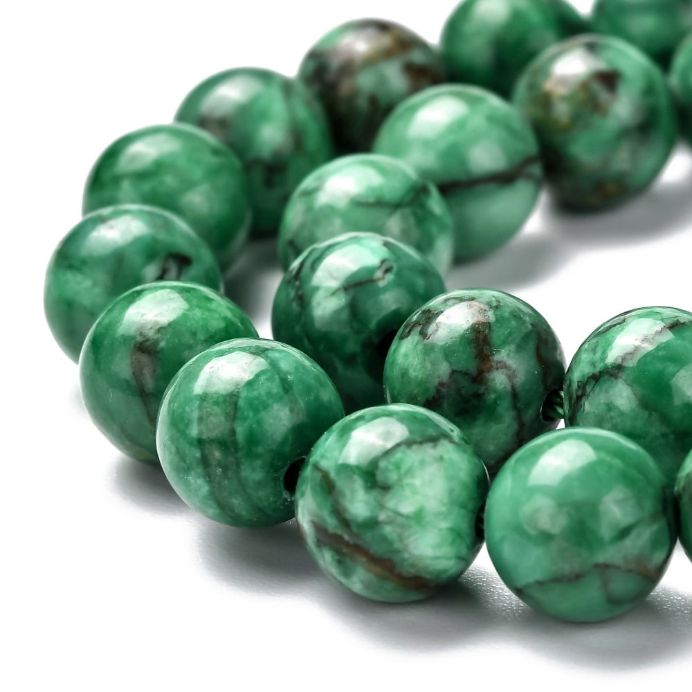 Natural Marble Beads Strands Round Dyed & Heated Green 8mm Hole: 1mm about 46pcs/strand 15 inch(38cm) DIY
