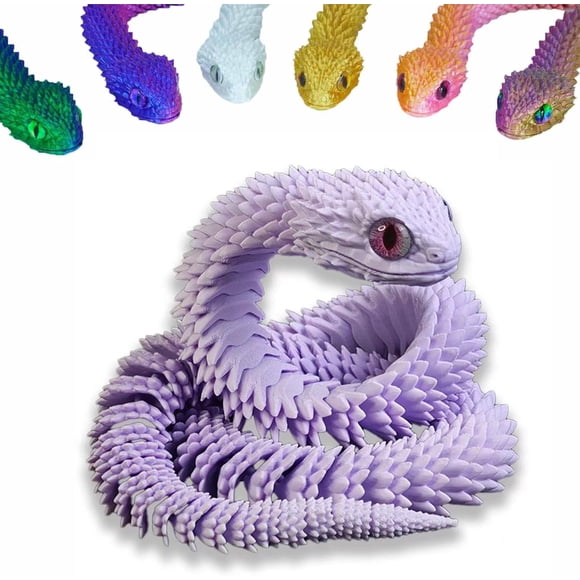 3D Printed Snake Toys 3D Printed Animals Snake Pet Movable Joint Fidget Toys， 3D Printed Animals Toy Adults Fidget Toys，3D Printed Fidget Toys for Home Office Decor (24.4‘ Blue)