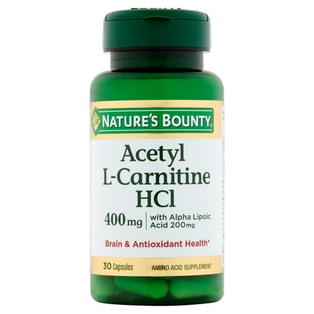 Nature's Bounty Acetyl L-Carnitine HCl Supplément Amino Acid capsules, 400 mg, 30 count