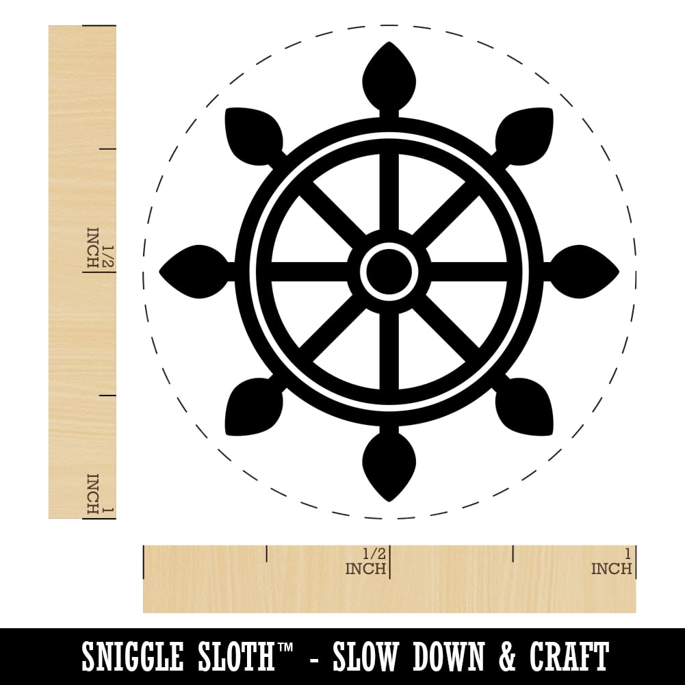 Ship Boat Wheel Nautical Self-Inking Rubber Stamp Ink Stamper - Fuchsia Ink - Medium 1 Inch