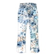 thumbnail image 3 of QATAINLAV Capris Pants with Pockets for Women Fashion Floral Print Cropped Trousers Summer Casual Drawstring Beach Pants Outdoor Linen Straight Capri Pants Sales Prime White 3XL, 3 of 5