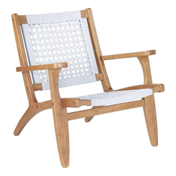 Bowery Hill Wood Hexagon Woven Rope Accent Chair Light Grey- Natural Finish