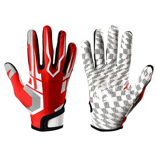 Guantes de bateo de béisbol, guantes de receptor deportivo de alto agarre, guantes protectores antideslizantes de fútbol americano para jóvenes y adultos M