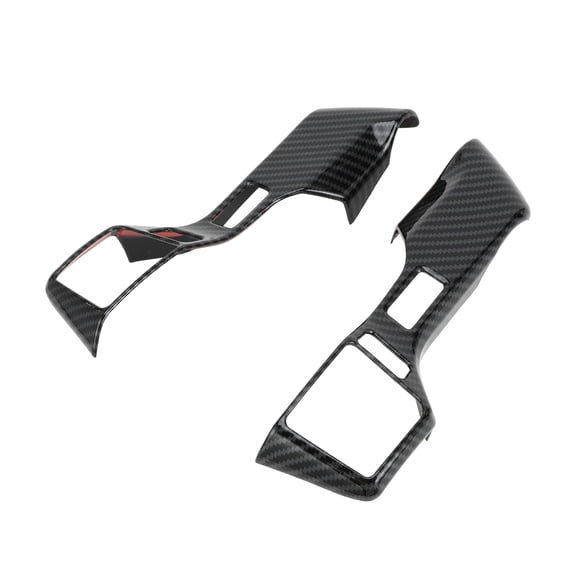 Unique Bargains 2 Pcs Steering Wheel Cover Trims for Toyota Tacoma 2016-2023 Steering Wheel Panel Decor Sticker Carbon Fiber Pattern ABS Black