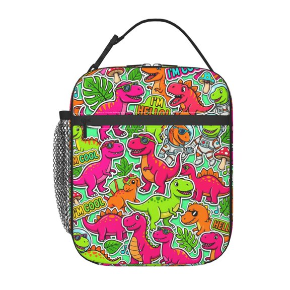 Dinosaur Lunch Bag, Insulated Lunch Tote For Women Men, Reusable Cooler Bag For Work Office Travel And Daily Use