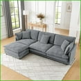thumbnail image 2 of Modern 4-Seater L-Shaped Convertible Sectional Sofa with Storage Ottoman | Gray | Towel Fabric | Solid Wood Frame, 2 of 11