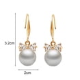 thumbnail image 5 of Hyasfey 1 Pair Women Hook Earrings Faux Pearl Rhinestone Decor Short Bow Earrings Prom Party Wedding Dangle Earrings Ear Jewelry Drop Earrings, 5 of 7