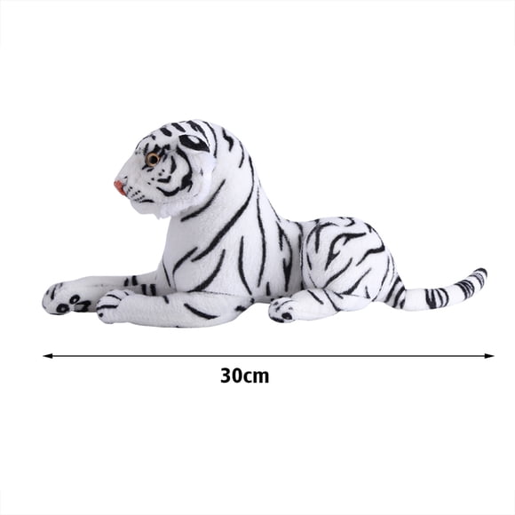 Oreiller de tigre artificiel, animal en peluche de tigre artificiel réaliste gros chat blanc doux oreiller en peluche pour décoration d'intérieur cadeau pour enfants