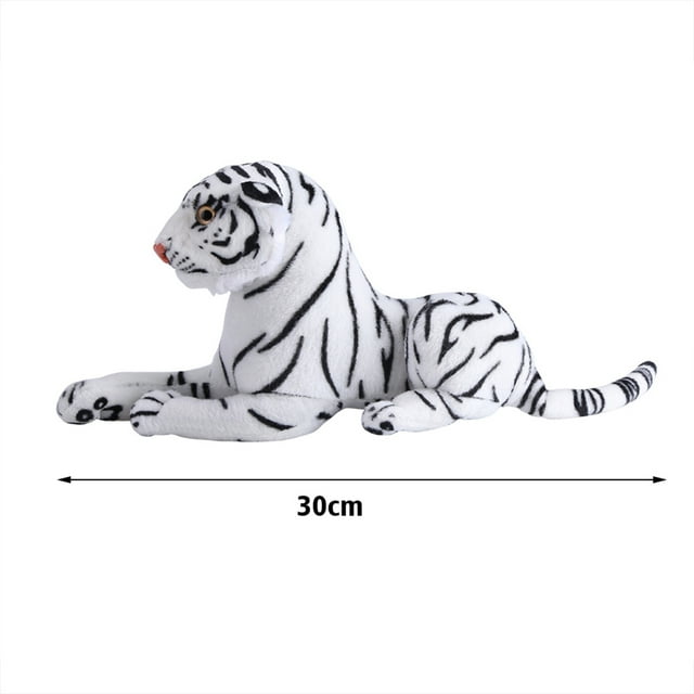 Oreiller de tigre artificiel, animal en peluche de tigre artificiel réaliste gros chat blanc doux oreiller en peluche pour décoration d'intérieur cadeau pour enfants
