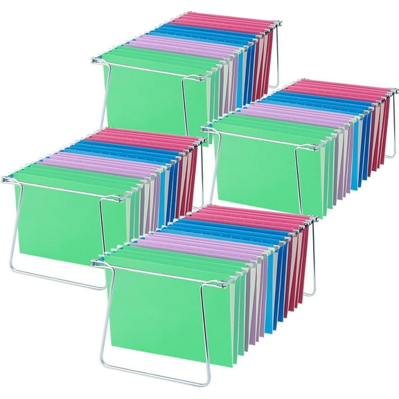Heavy Duty Steel Hanging File Frame,Letter Size Hanging File Folder Frame,Adjustable Length 11" to 18",4 Packs(Without Folders)