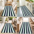 thumbnail image 4 of Hallway Runner Rug 2'x6', Green Navy Blue Striped Kitchen Runner Rugs Non-Slip Carpet Mats, Chic Abstract Lines Geometric Bedside Rugs Runners Washable Floor Carpet for Bathroom Laundry Room, 4 of 8
