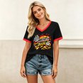 thumbnail image 5 of Women's Football Graphic T-Shirt, Women's V-Neck Short Sleeve Letter Print T-Shirt for Casual Summer for Soccer Tournament 2026 Black Size: L, 5 of 5