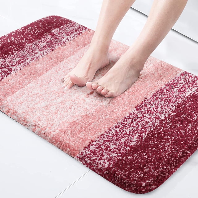 Thickened bedroom carpet, bathroom doormat, absorbent, stain-resistant, household toilet mat, non-slip mat, 51x120 burgundy
