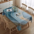 thumbnail image 2 of Blue Marble Gold Wave Pattern Rectangle Tablecloth 60"x84",Waterproof Polyester Rectangle Table Cloth, Wipeable Spillproof Polyester Tablecloth for Dining, Camping, Indoor and Outdoor, 2 of 5