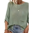 thumbnail image 4 of Liacowi Women Juniors Knitted Shirt 3/4 Sleeve Round Neck Pullover Tops Loose T-Shirts, 4 of 9