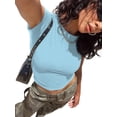 thumbnail image 5 of Womens Slim Fitted Crop Tops - Basic Crew Neck Short Sleeve Casual Tees for Going Out, 5 of 5