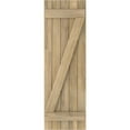 thumbnail image 5 of Ekena Millwork 17 1/2"W x 60"H Americraft Five Board (2 Batten) Exterior Real Wood Joined Board-n-Batten Shutters w/ Z-Bar (Per Pair), Unfinished, 5 of 10