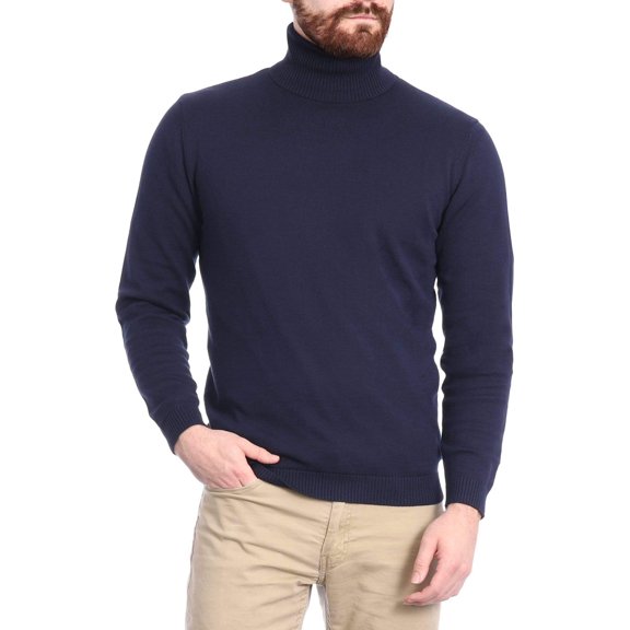 Arthur Black Men's Solid Navy Blue Pullover Cotton Blend Turtleneck Sweater Shirt