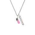 thumbnail image 2 of Delight Jewelry Silvertone 3-D Pink Baby Bottle Silvertone Be Strong and Courageous Bar Charm Necklace, 23", 2 of 4