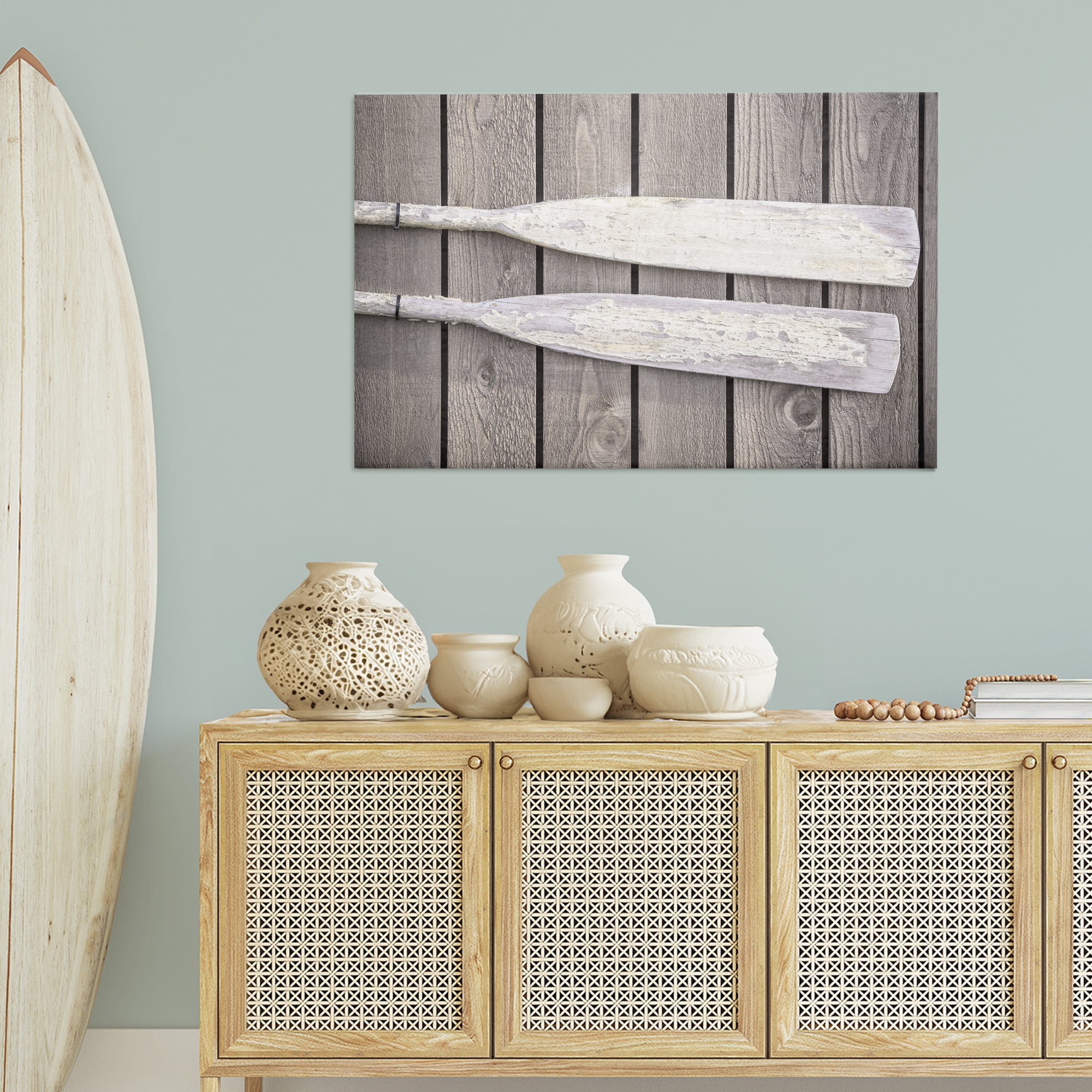 Stupell Industries Rustic Oars Pair Nautical & Beach Photography Wrapped Canvas Art Print Wall Art, 45 x 30