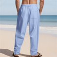 thumbnail image 5 of Men’s Loose Straight Cotton Linen Pants Breathable Summer Casual Bottoms, 5 of 9