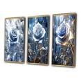 thumbnail image 3 of Designart "Morning Light Gilded Blue Rose III" Rose Framed Wall Art Set Of 3 - Blue Traditional Frame Gallery Set For Office Decor, 3 of 6