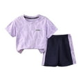 thumbnail image 2 of ATOGUTA Size 1-12 Years Toddler Boy Outfits 2 Piece Short Sleeve Graphic T-Shirts and Active Shorts Outfit Set for Boys Purple, 2 of 4