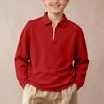 thumbnail image 2 of biudgviw Boys Girls Long Sleeve Shirts Kids Plain Quarter Zip Pullover Fall Winter Clothes Casual Lapel Tops for Golf Yoga(Red,14-15 Years), 2 of 7