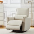 thumbnail image 2 of Swivel Rocking Recliner Chair, Manual Leather Recliner with Lumbar Support & Padded Armrest, Comfortable Rocker for Living Room Bedroom Nursery, 2 of 7