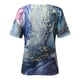 thumbnail image 5 of Blusa de manga corta con cuello en V para mujer de moda Camiseta con estampado de verano Tops sueltos Fridja  bn7417, 5 of 5