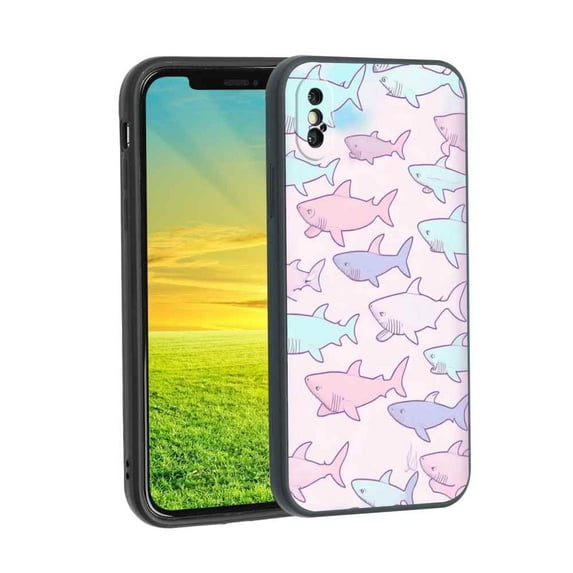 Compatible with iPhone X Phone Case, shark-fish-211 Case Silicone Protective for Teen Girl Boy Case for iPhone X