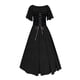 thumbnail image 4 of ICHUANYI Clearance Women's Round Neck Dress Flare Sleeve Off Shoulder Medieval Vintage Dresses With Corset Patchwork Ball Gown(Black, S) ICHUANYI WER2023080803131, 4 of 5
