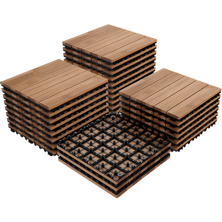 Yaheetech 27pcs Patio Pavers Interlocking Wood Composite Decking
