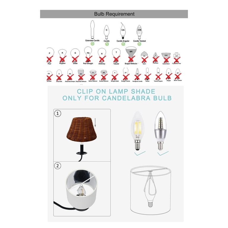 Chandelier Shades Set of 6, Small Rattan Lamp Shades Clip on Bulb