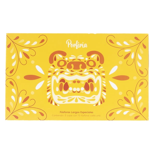 Fósforos Porfiria Leyendas de México Amarillo 5 Cajitas con 10 Pzas. c/u
