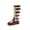 Brown, variant on GobdXE Girls Knee High Riding Boots Quad Buckle Strap Side Zipper Kids Shoes Brown,10-10.5 Years