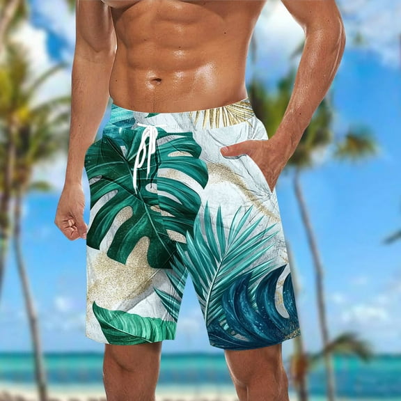 Mqqzkk Hawaiian Swimming Beach Shorts For Mens Classic Fits Breathable Shorts Soft Comfy Swim Trunks Swimwear with Pocket
