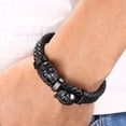thumbnail image 5 of Raymard Mens Skull Double Row Leather Bracelet,Skull Black Braided Bracelet for Men, Mens Punk Jewelry, 5 of 5