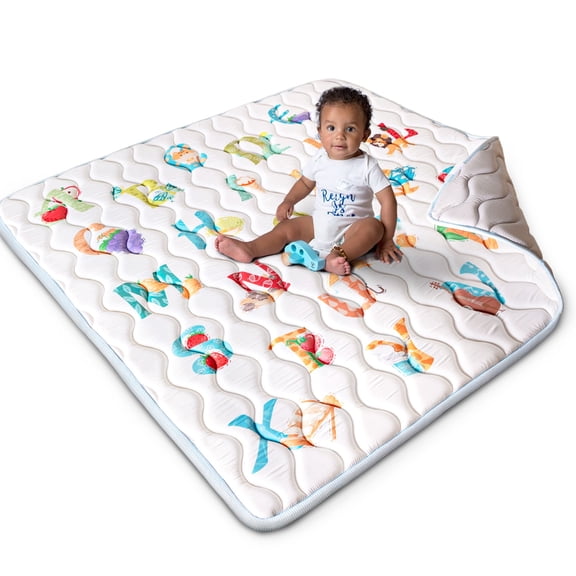 Beavtaens Baby Play Mat for Floor, Foam 50"x50"x1" Playpen Mat, Thickened & Non-Slip, for Ages 0-4
