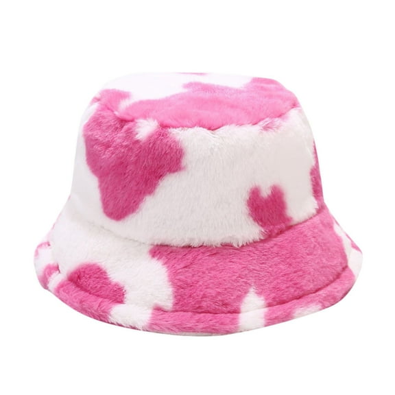 SCSAlgin Women's And Winter Fashion Cow Print Basin Hat Fisherman Hat Warm Hat