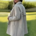 thumbnail image 6 of Fall Winter Women Woolen Jacket Lapel Long Sleeves Solid Color Loose Fit Daily Wear Overcoat Casual Streetwear, 6 of 7