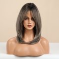 RightOn Grey Brown Wigs for Women Ombre Grey Brown Wigs Long Straight
