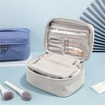 thumbnail image 5 of LHWEN Lightweight Large Capacity Cosmetic Bag Grey Travel Makeup Bag for Women and Girls Portable PU Leather Organizer with Brush Holder Removable Zipper Pouch for Beauty Tools and Daily Ideal Gift, 5 of 8