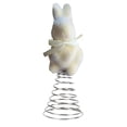 thumbnail image 1 of Easter Bunny Tree Topper, Flocked Rabbit Figurine with Spring Base for Holiday Seasonal Decor, Whimsical Plush Bunny Top Ornament for Easter Tree Decorations, 1 of 6