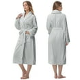thumbnail image 2 of Enwphrey Grey Women Robe Soft Cozy Warm Bathrobe Ladies Long Fleece Plush Comfy Spa Housecoat Lightweight Robe for Women(S/M,Light Grey), 2 of 6