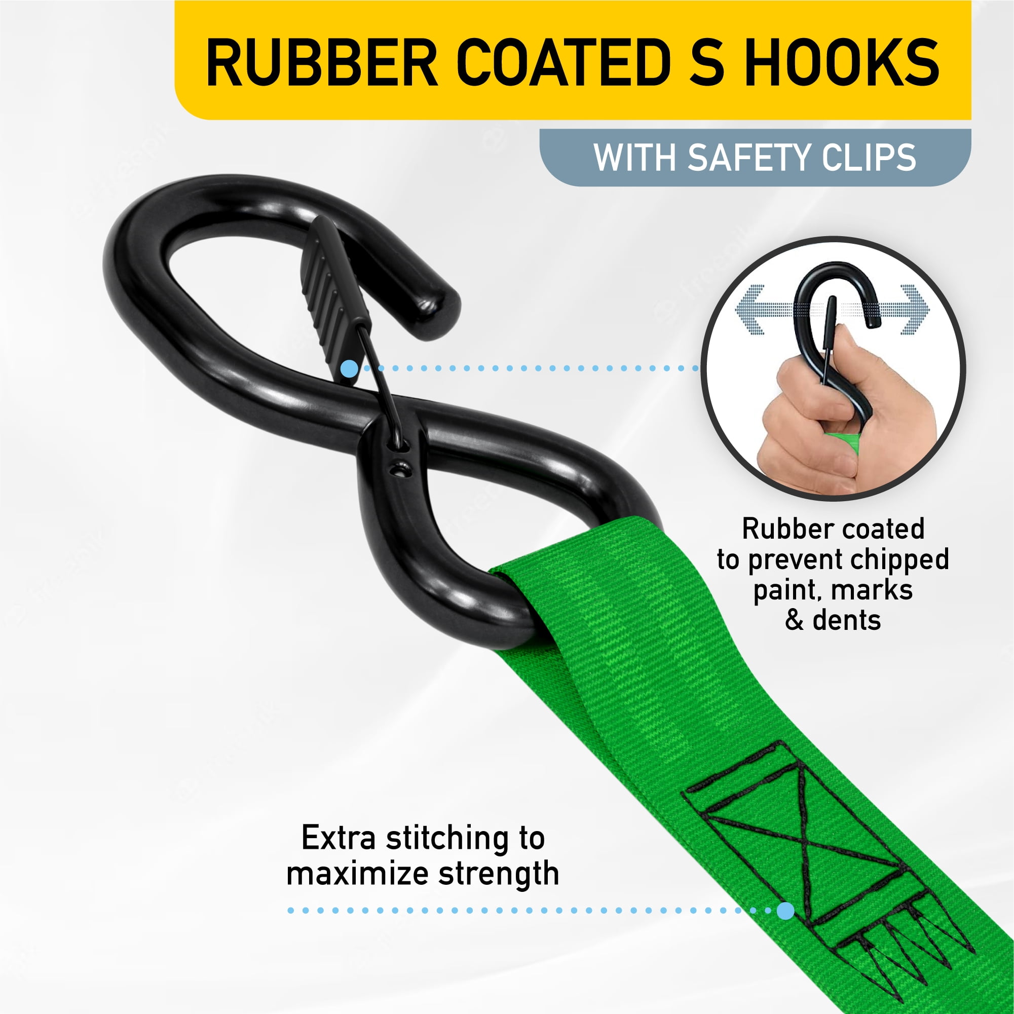 AUGO Retractable Ratchet Straps | 2 Heavy Duty Ratchet Straps Self Retractable Tie Down Straps with Soft Loops & Storage Bag for Motorcycle, Truck, Trailer, Cargo Van |1200 Lb Break Strength 1” x 10’