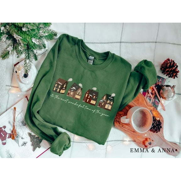 Most Wonderful Time Sweatshirt, Christmas Crewneck for Women, Holiday Graphic Shirt, Winter Sweater