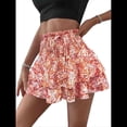 thumbnail image 2 of Mini Shorts de Cintura Alta con Volantes para Mujer Bonitos Shorts Cortos Escalonados con Shorts Debajo Color Naranja XXL, 2 of 8